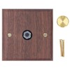 Dimmer Switch with Brass Knob Black Walnut Wood Rotary Dimming