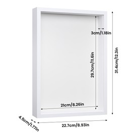 Kssvzz 3D Picture Frame for Filling, A4 Object Frame with Transparent Acrylic Plate Frame, Deep Picture Frame for Flowers, Photos, Memorabilia, DIY Artworks