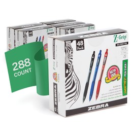 Zebra Pen Z-Grip Retractable Ballpoint Pen, Medium Point, 1.0mm, Assorted Business Colors, 48 Pack - (Case of 6, 288 Count Total)
