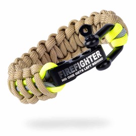 LIFE IS SIMPLE Paracord Survival Bracelet, Firefighter Yellow, Grey, Adjustable Clasp, for Outdoor, Camping, Hiking