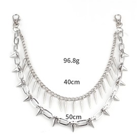 Fashion Layered Wallet Chains for Men Silver Punk Goth Hip Hop Biker Chain Belt Rivet Jean Pocket Accessories Handbag Backpack Keychain