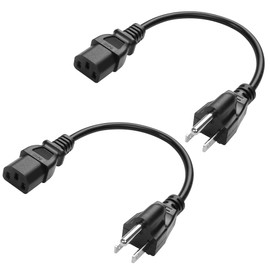 JSADZKJ NEMA 5-15P to IEC 320 C13 Power Cord 3 Prong Computer Power Cord 18AWG C13 to 5-15P Replacement Power Cord for Computer,TV Monitor,Printer,Projector, Power Supply Cable 30CM (2Pcs)