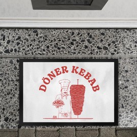 speecheese Doner Kebab Funny Doormat XL in 40 x 60 cm with Doner Motif Funny Doormat for Students WG Doormat with Rotisserie