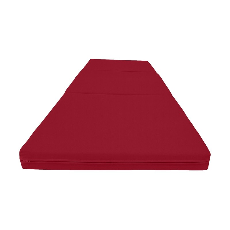 Danfuton Red Tri Fold Foam Beds, Shikibuton, Convertible Ottoman Mat