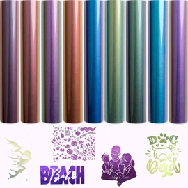 HTV Chameleon Heat Transfer Vinyl Bundle 9 Packs 12"x10" Iron On Vinyl for T-Shirt 9 Assorted Chameleon Gradient Change Color PU HTV Sheet for Cricut, DIY Design for T-Shirt