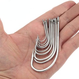 ANCLLO 10 Size Stainless Steel Saltwater Fishing Hooks - 500pcs Hooks Forged Long Shank J Fishing Hooks Extra Strong Metal Fish Hooks Size 2#-12#