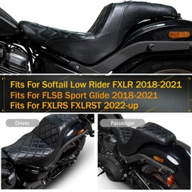 Sresk One-Piece Rider Driver & Passenger Seat Two-Up Seat Fit for Harley Sport Glide FLSB, Low Rider FXLR FXLRS FXLRST 2018-Later,Black