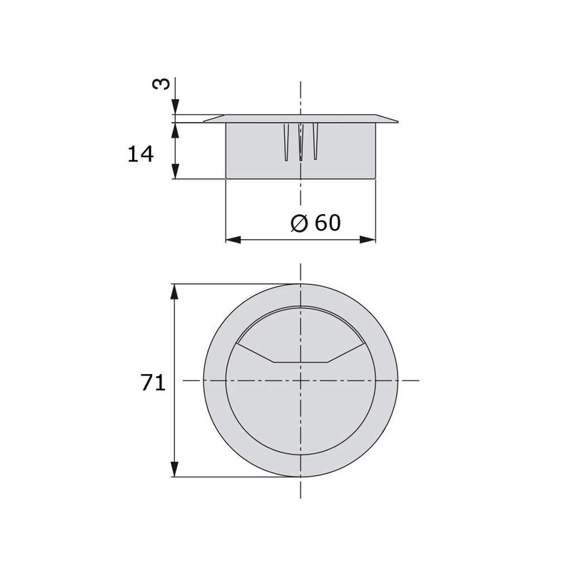 Emuca 3196317 Set of 20 round built-in grommets for table/desk/worktop