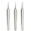 Sebum remover tweezers 3-piece set: straight type, loop type, V-shaped type, extraction V-shaped tweezers / 피지제거기 족집게 3종세트 일자형 고리형 브이자형 압출 브이형 핀셋