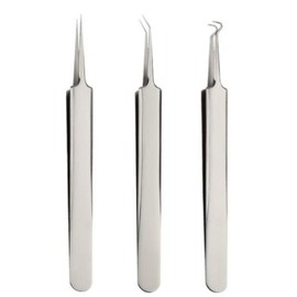 Sebum remover tweezers 3-piece set: straight type, loop type, V-shaped type, extraction V-shaped tweezers / 피지제거기 족집게 3종세트 일자형 고리형 브이자형 압출 브이형 핀셋