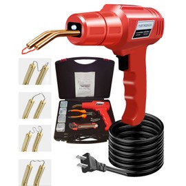 Plastic Welding Kit 100w Hot Stapler Plastic Welder Repair Kit with 400pcs Hot Wave Flat Staples Plier Carry Case for Bumper Fender Kayak Most Plastic Crack Repair Red