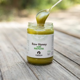 Mellona 100% Raw & Natural Creamy Honey With Matcha, Unheated & Unfiltered Superfood, 700g