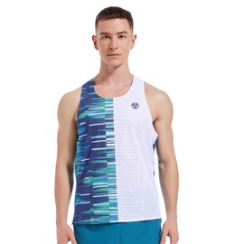 Sanken Marathon Tank Top Lightweight Running Singlet Shirt Dry Fit Workout Sleeveless T-Shirt (US, Alpha, Large, Regular, Regular, D03-1D)