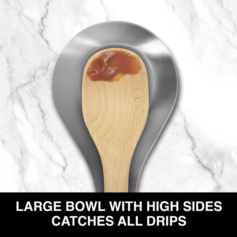 OGGI Stainless Steel Spoon Rest- Long Handle Holds Kitchen Utensils