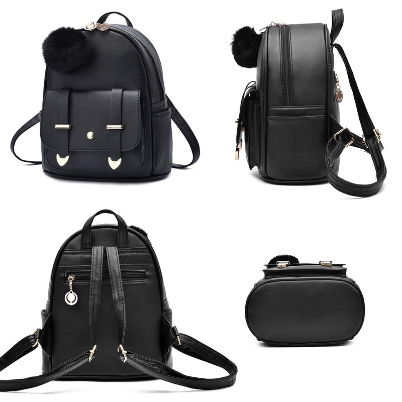 I IHAYNER Backpack Girls Womens Small PU Leather HairBall Backpacks