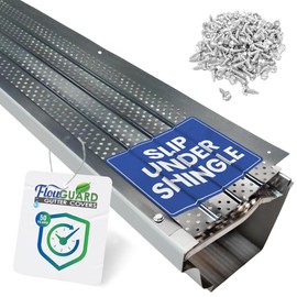 FlowGuard USA Made Slip Under Shingle Professional DIY Universal 5 Inch & 6 Inch 50-Year Gutter Cover System - Matte - Aluminum Gutter Guards - 102 Feet - by FlexxPoint