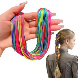 KOLZEMV Pack of 60 Hair Braids Colourful Hair Wrap Cord Various Gradient Colours Hair Rope Band Hair Strands for Braiding Rainbow Braided Hair Scrunchie DIY Ponytail Braids Hair Styling Accessories
