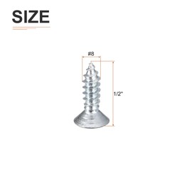 DTGN 100Pcs #8x1/2" Flat Head Wood Screws, Carbon Steel Phillips Self Tapping Screws - Good for Woodworking, Furniture - Silver