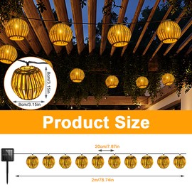DAJASD Pack of 10 Solar Fairy Lights Outdoor, 2.1 m Solar Lanterns, Outdoor Weatherproof, 8 Modes Lanterns, Solar Lamps, Paper Rope Solar Fairy Lights, Solar Rattan Ball Lantern for Garden, Balcony