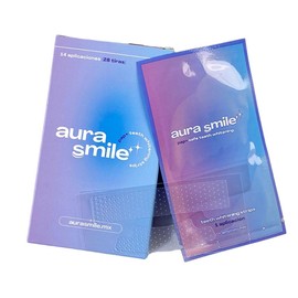 Aura smile tiras blanqueadoras para dientes sensibles Sin Peroxido, limpia los dientes de forma segura, quitamanchas. (28 (14 aplicaciones))