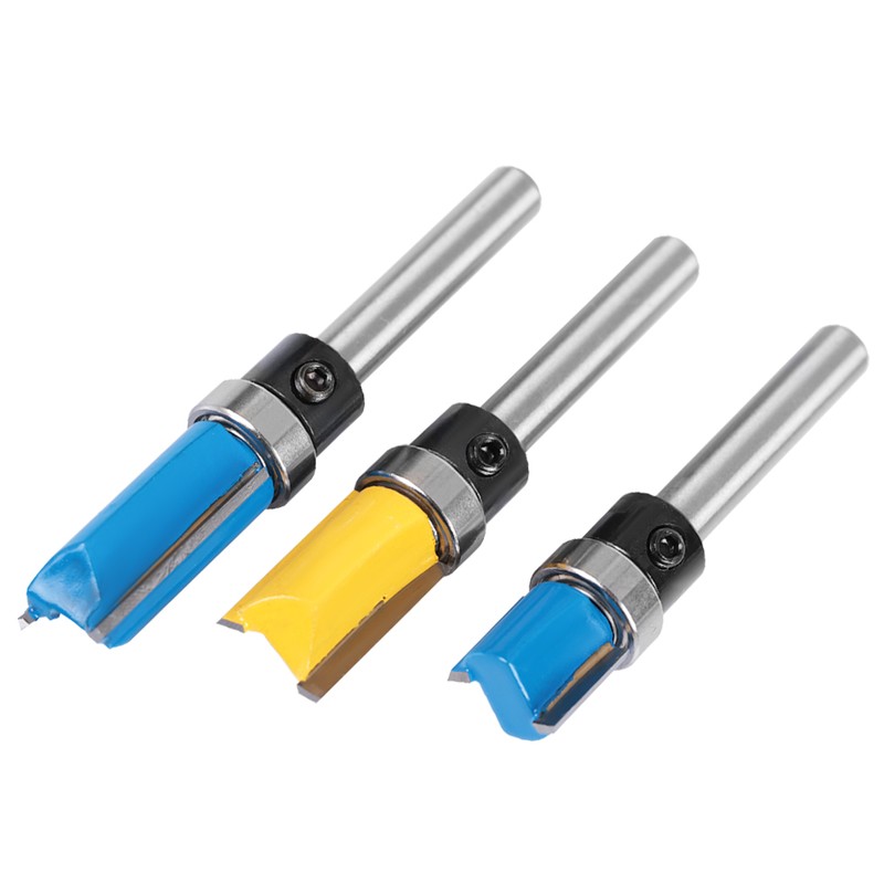 3pcs Woodworking Cutter Milling 1/4" Shank Edge Trimming Slotting Router