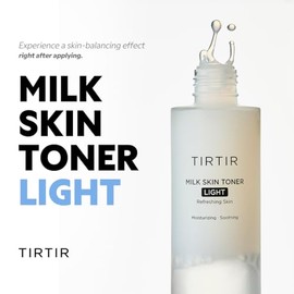 TIRTIR Milk Skin Rice Toner Light | Instant Hydration with 4% Niacinamide, Pantenol, Lightweight, Pore-Tightening, Vegan, Acne-Prone, Oily Skin, Funga