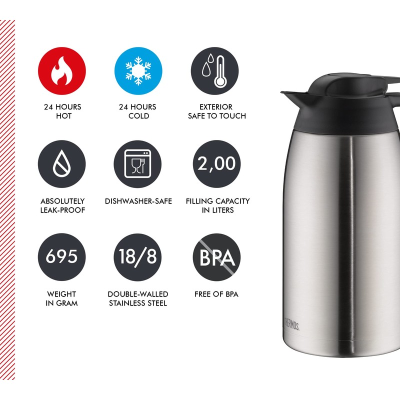 Thermos THV Thermos Flask - Matte Stainless Steel