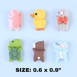 Cute Car Interior Accessories Dashboard Decorations, Set of 6 Cute Animals Car Dash Decor Rearview Mirror Ornament for Women Girl Home Garden Office