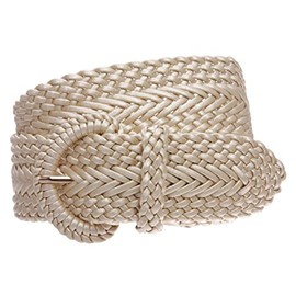 2 Inch Wide Hand Made Soft Metallic Woven Braided Round Belt, Matt Gold | s/m (28"-30" waist)