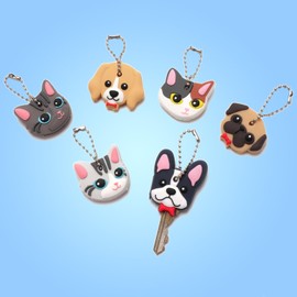 BERRYLION Key Caps Covers, 6 Pcs Flexible Key Caps, Cute Cartoon Key Covers Caps, Fits Most Standard Keys Made for Easy Identifying Door Keys