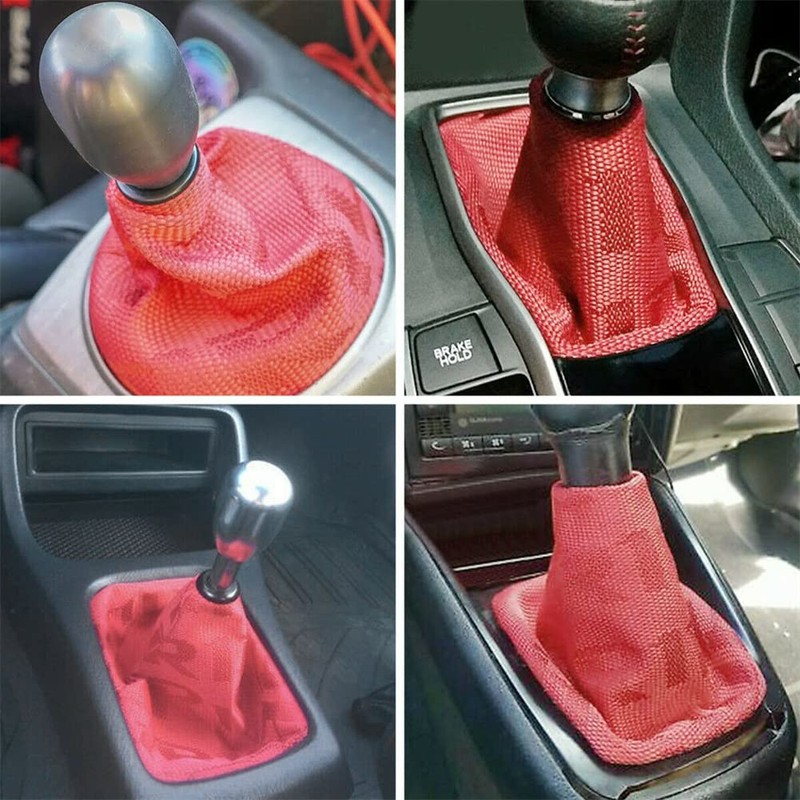 YEHICY Universal Manual Red Canvas Shift Lever Knob Boot Dust