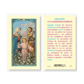 Oracion A La Sagrada Familia, Estampas Sagradas Laminadas, Paquete de 25