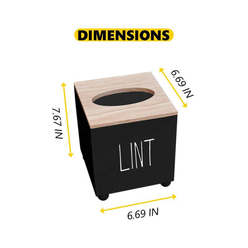 Farmhouse Wooden Lint Holder with Lid - Dryer Lint Trash