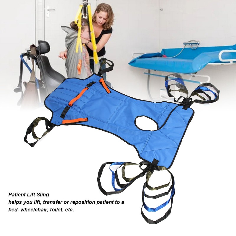 Patient Full Body Lift Sling Royalblue Head Support Toileting Transfer
