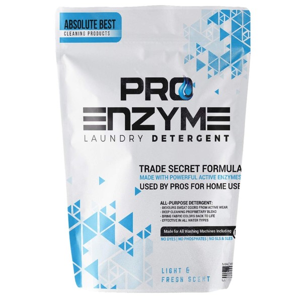 Pro-Enzyme Laundry Detergent Powder - Proprietary Active Enzymes for Home Washing Used by Professionals - Body Odor, Sweat, Stain Destroyer on Activewear, Clothing, Bedding, Non-irritating, 90 Loads