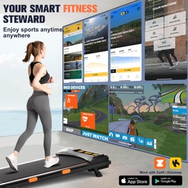 Walking Pad Treadmill with Incline, Under Desk Treadmills for Home Office, APP/Remote Control, 300+ lb Capacity