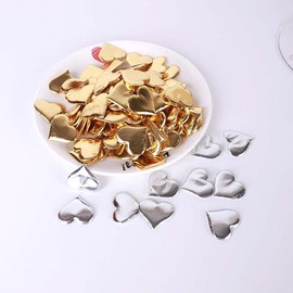 CENPEK 3.5cm Heart Confetti Fabric, 500 Pcs Heart Sponge Petals Decoration Heart Confetti Sponge Table Scatter for Valentine's Day Dating Wedding Festival, Gold and Silver