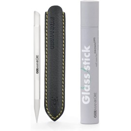 GERmanikure genuine original Czech crystal glass manicure stick & pusher in leather, 6mm diameter
