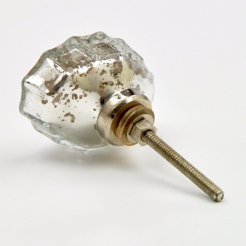 Large Mottled Silver Glass Knob, Pull, Handle, for Cupboards, Doors,