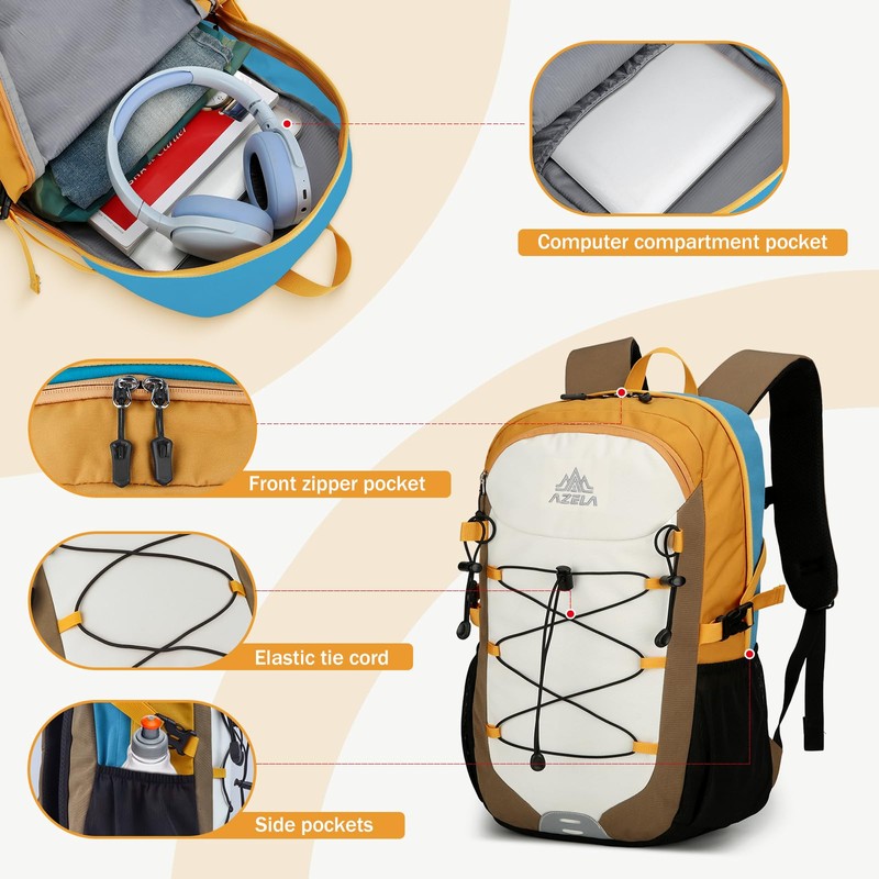 GES Multi-Functional 30L Hiking Backpack with Rain Cover, Durable Hiking