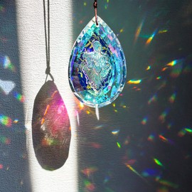 H&D HYALINE & DORA 89mm/3.5in Crystal Suncatchers for Windows,Hanging Glass Prism Sun Catcher for Garden Home Outdoor Decoration