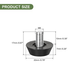 sourcing map 12Pcs M6x10mm Black Furniture Levelers, Adjustable Feet for Tables, Chairs, Cabinets, Other Furniture, Round, Plastic & Alloy, Screw-In Installation