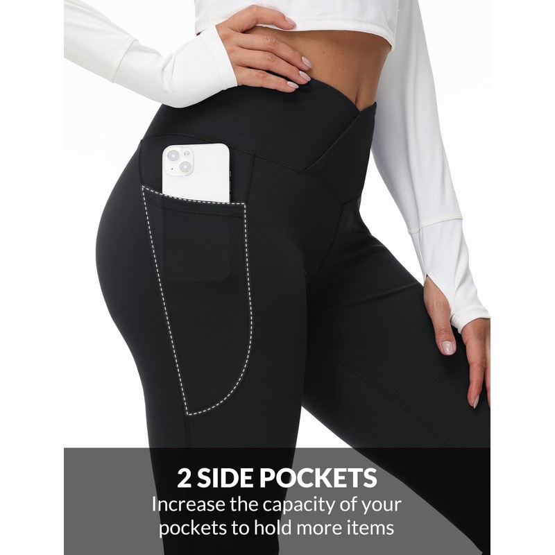 BALEAF Women's Petite Flare Leggings Tummy Control Crossover High Waisted