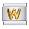 W Initial Letter Name Alphabet Gold Silver 9mm Italian Charm