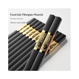 10 Pairs Fiberglass Alloy Chopsticks - Reusable Chopsticks Dishwasher Safe
