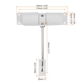 sourcing map 128mm/5.04" Spring Door Closer, Aluminum Alloy Automatic Door Closers with Adjustable Closing Speed for Home Self-Closing 20-40kg Door, White