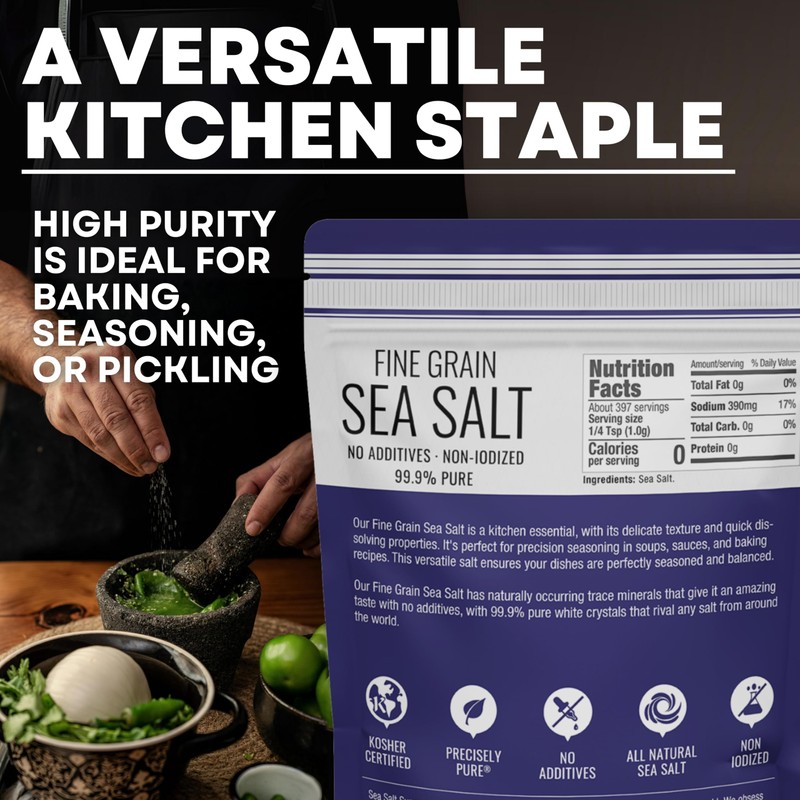 Fine Grain Sea Salt for Baking, Pure Non-Iodized Baja Table