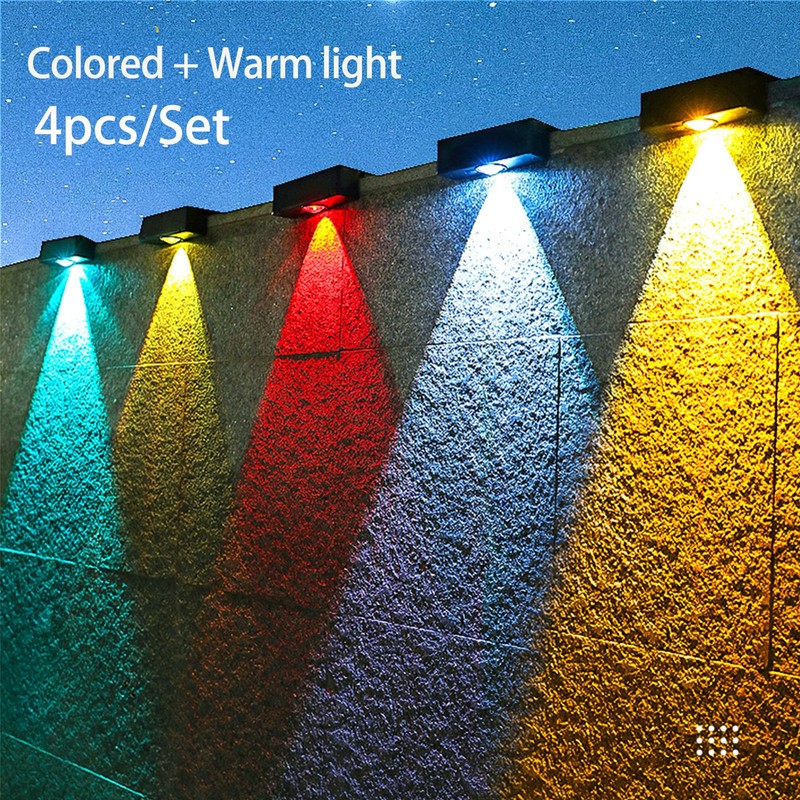RLRTWIN Solar Wall Lights, Non-Drill Fence Lights Solar Powered Outdoor