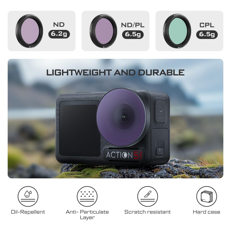 Freewell ND8 ND16 ND32 ND64 for DJI OSMO Action 5