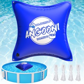 Angooni 4’x4’ Heavy-Duty Pool Pillow with 4x20ft Ropes - 0.4mm Thick PVC Pillow for Winter with Boston Dual-Inflation Valve, Cold-Resistant Pool Pillows for Above Ground Pools, No Leakage
